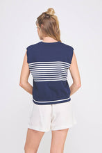 Load image into Gallery viewer, Light Knit Striped Crewneck Sleeveless Top