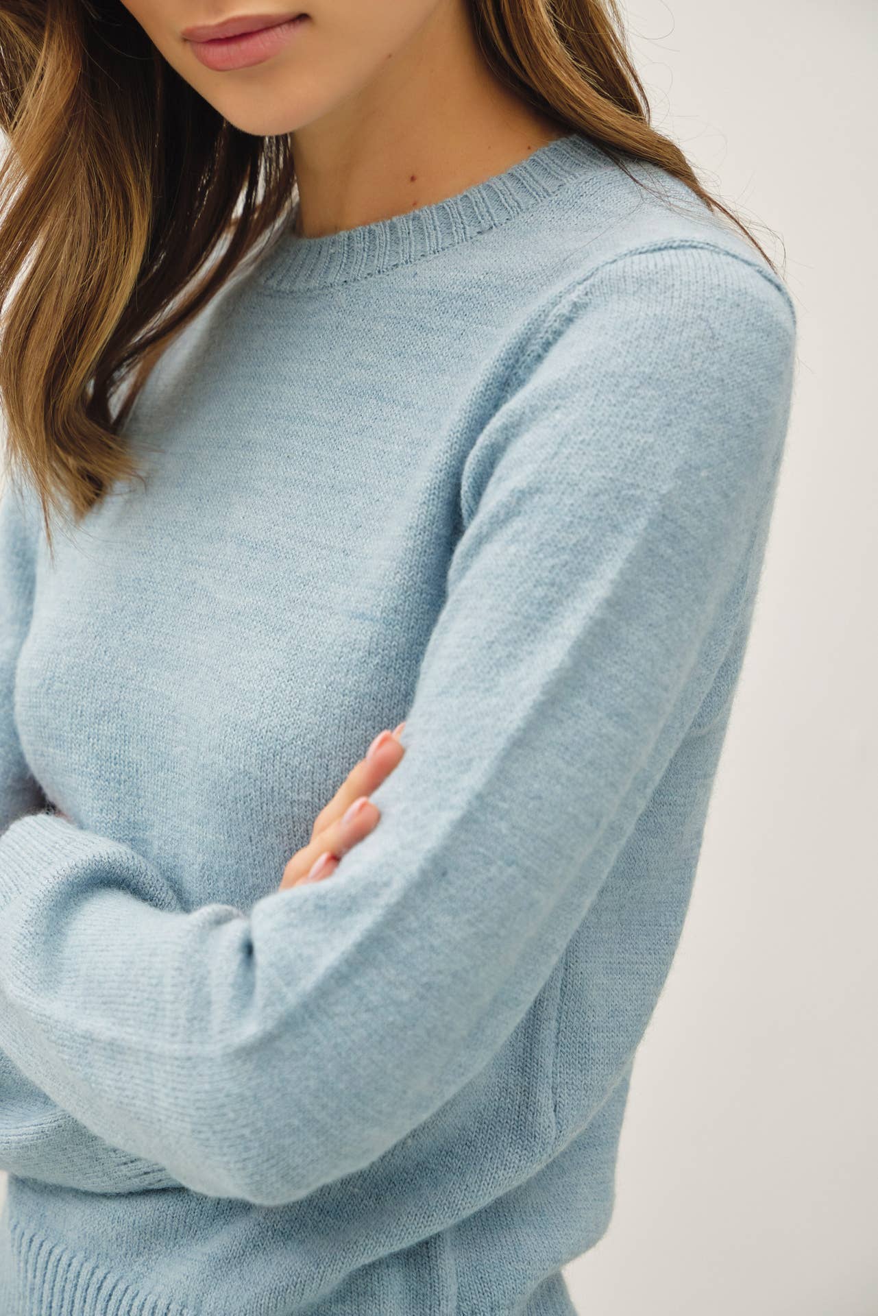 Wool Blend Basic Crop Sweater