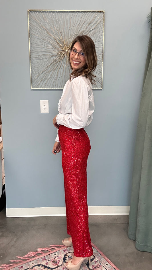 Wide Leg Sequins Pants