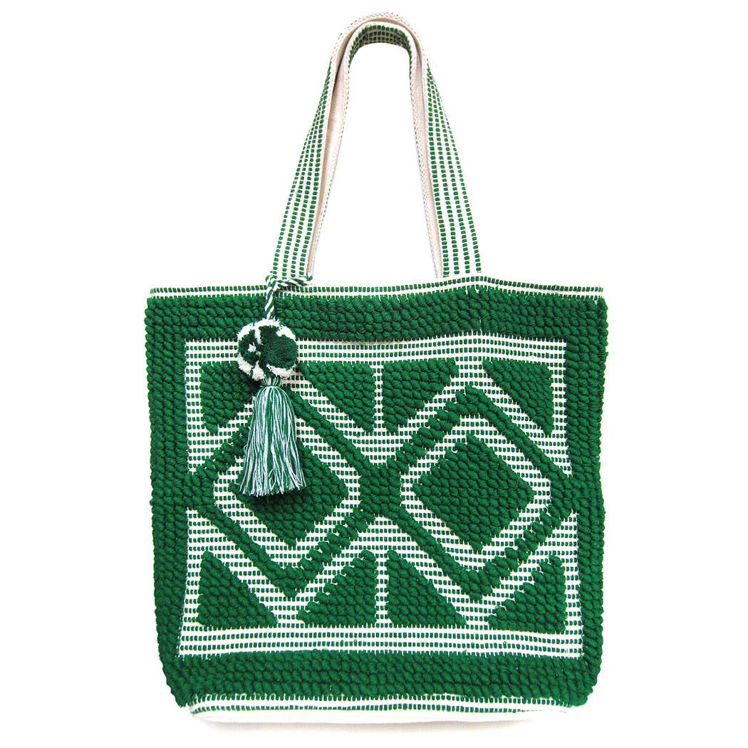 Boho Woven Pom Pom Tassel Tote Bags
