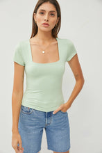Load image into Gallery viewer, Square Neck Fitted Cap Sleeve Top