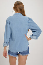 Load image into Gallery viewer, Shirring Sleeve Relaxed Denim Shirt