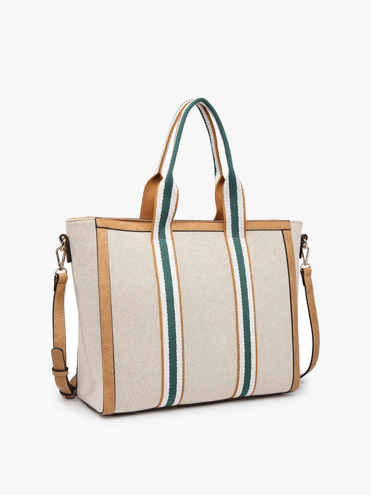Haley Canvas Tote with Contrast Straps