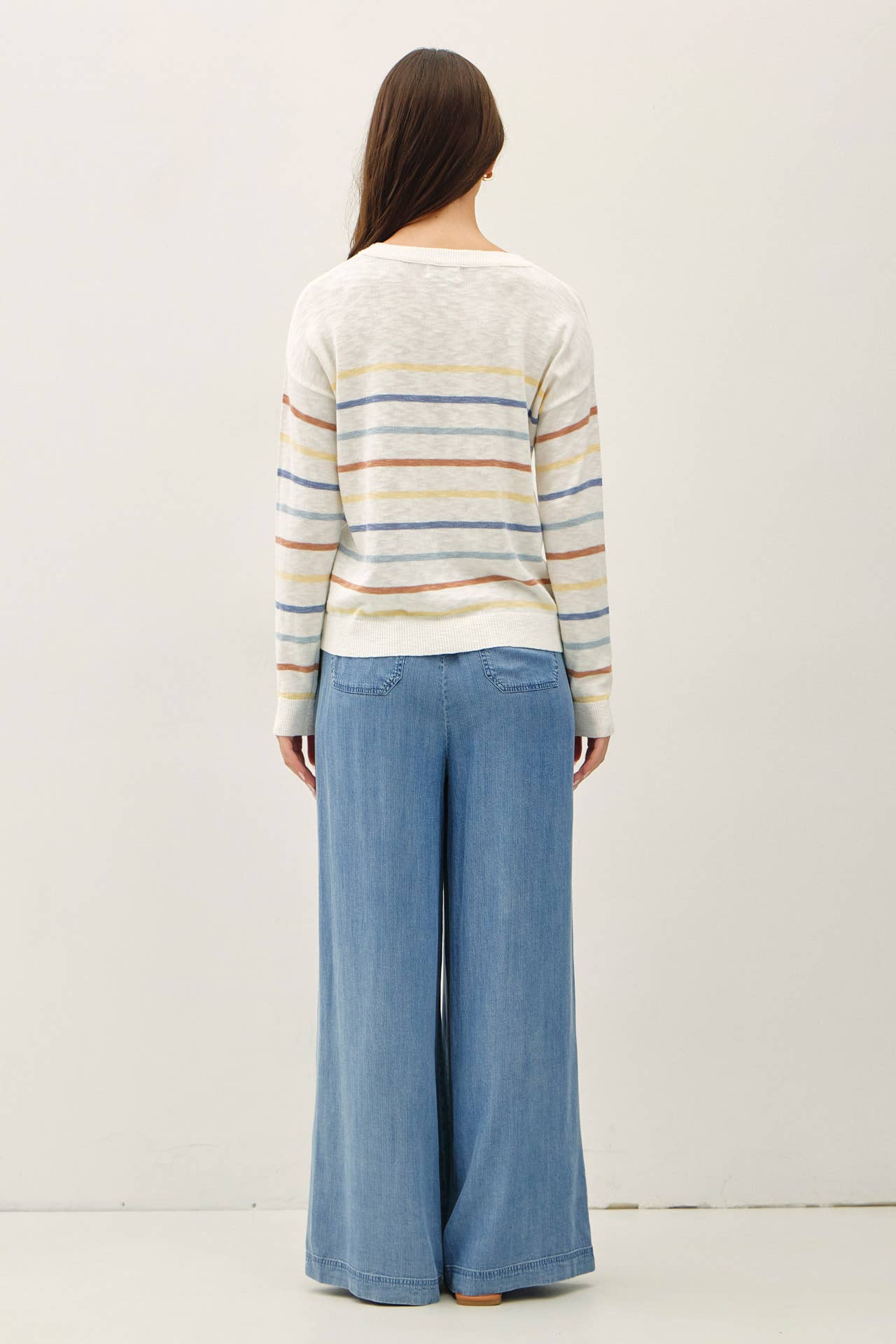 Chambray Wide Leg Tencel Pants