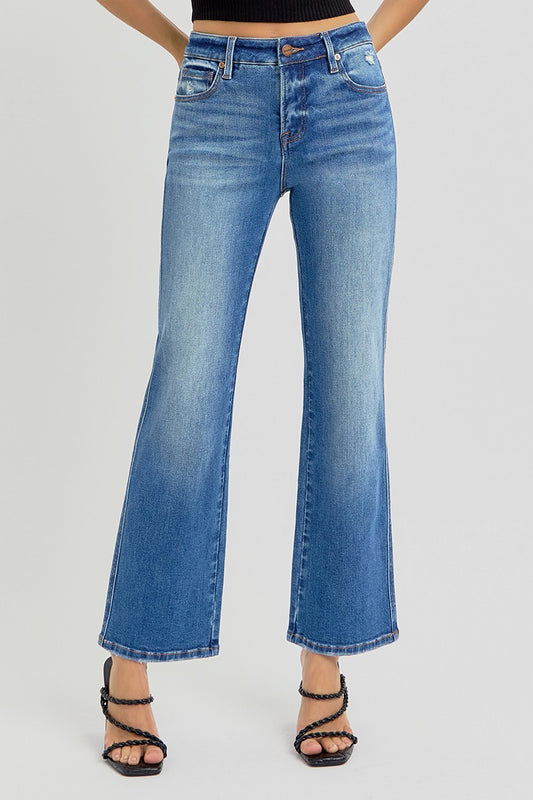 High Rise Ankle Straight Jeans