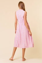 Load image into Gallery viewer, Windowpane Plaid Midi Shirt Dress