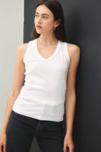 Load image into Gallery viewer, Fitted Slub Cotton V-Neck Tank Top
