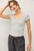 Load image into Gallery viewer, Square Neck Fitted Cap Sleeve Top