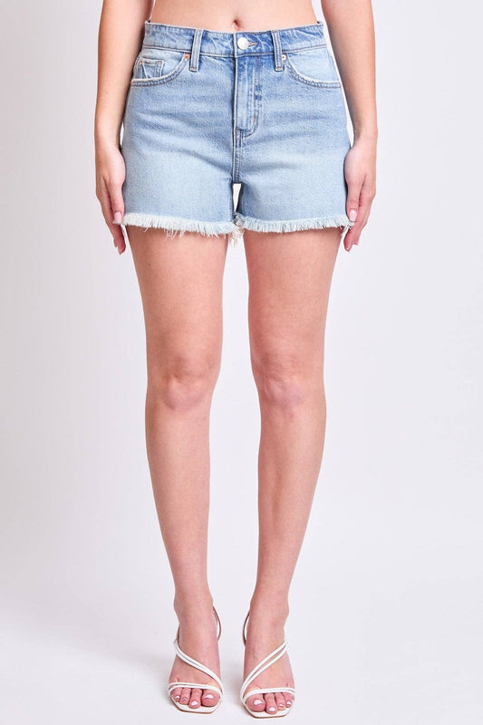 High Rise Fray Hem Shorts