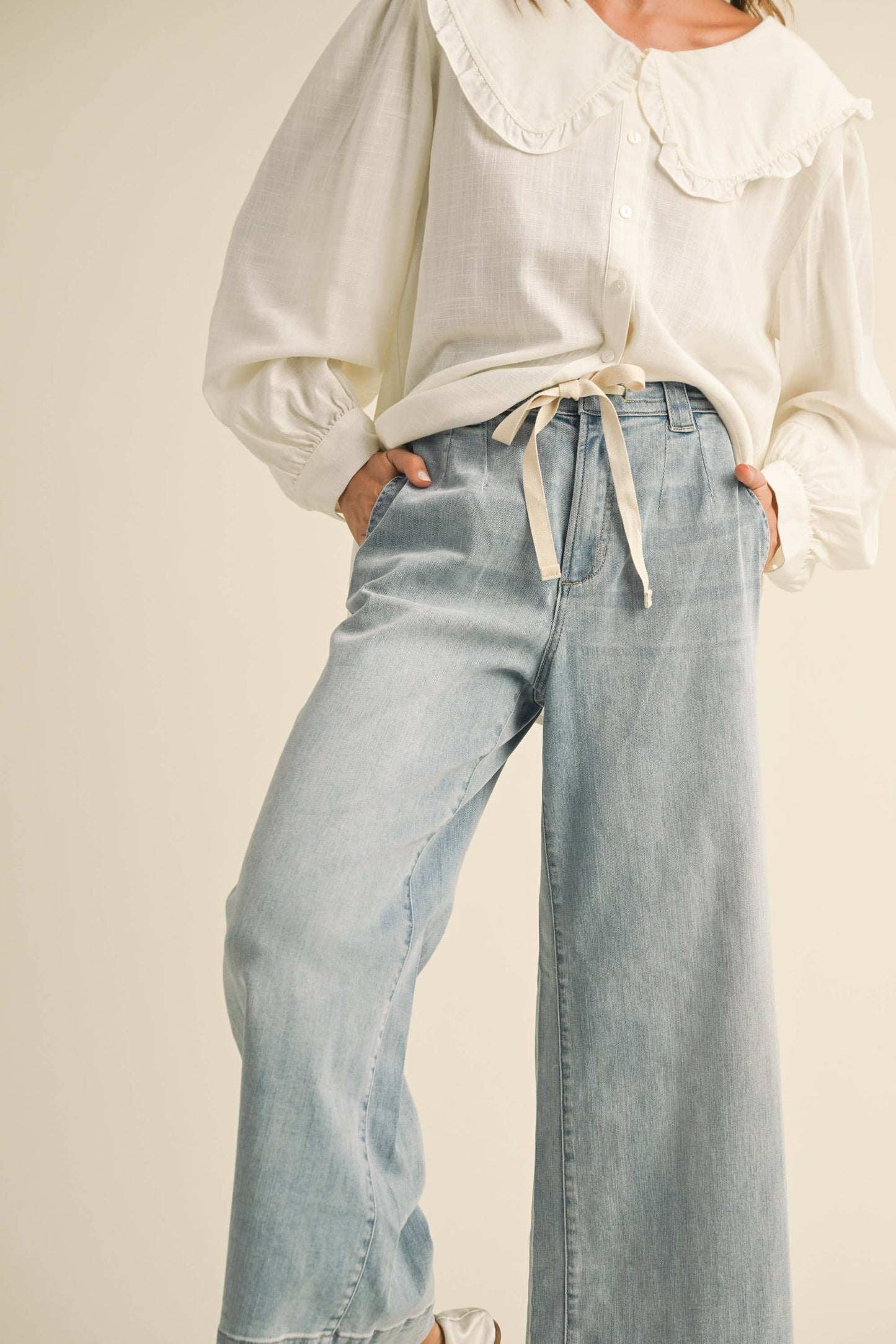 Tie Front Wide Leg Jeans