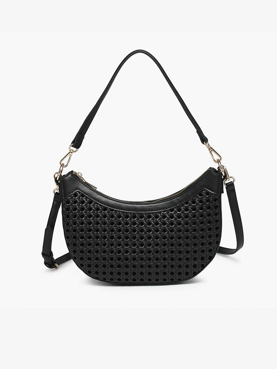 Daisy Half-Moon Rattan Crossbody