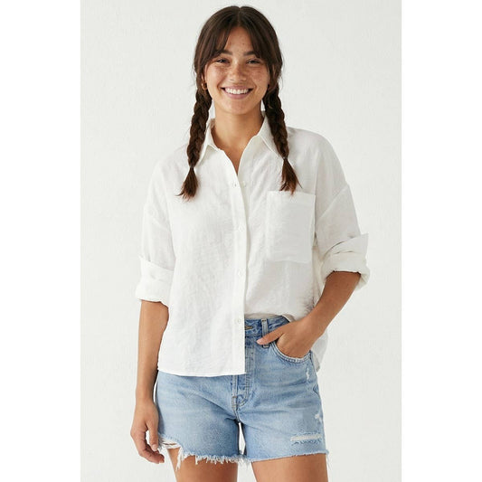 Linen Blend Rolled Sleeve Shirt