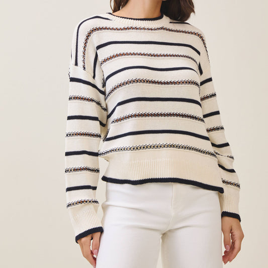 Striped Open Knit Sweater