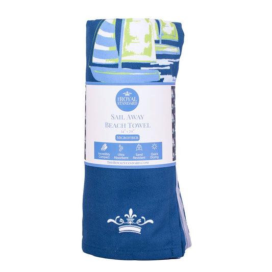 Sail Away Beach Towel- Royal 34x70