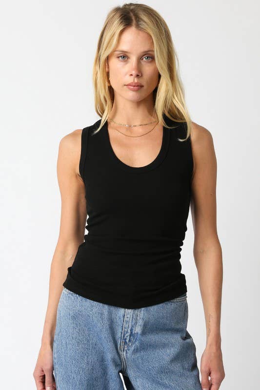 Ribbed U-Front Tank Top