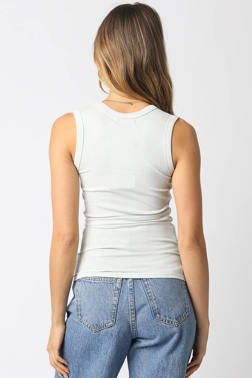 Ribbed Scoop Neck Tank Top