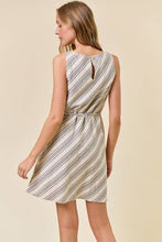 Load image into Gallery viewer, Striped Boat Neck Belted Mini Dress