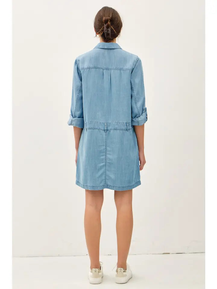 Button Up Tencel Shirt Dress
