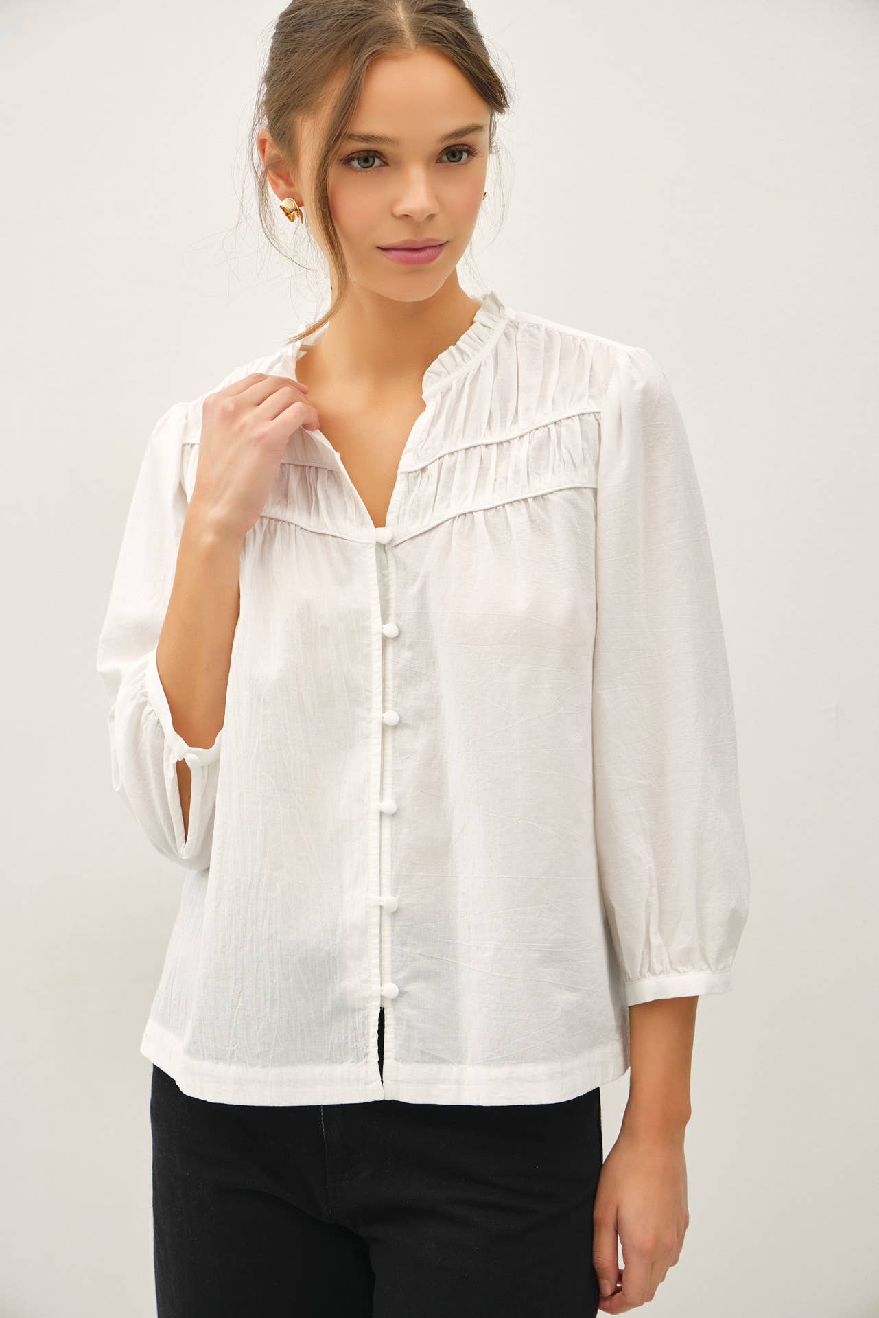 Cotton Button Up Flowy Top