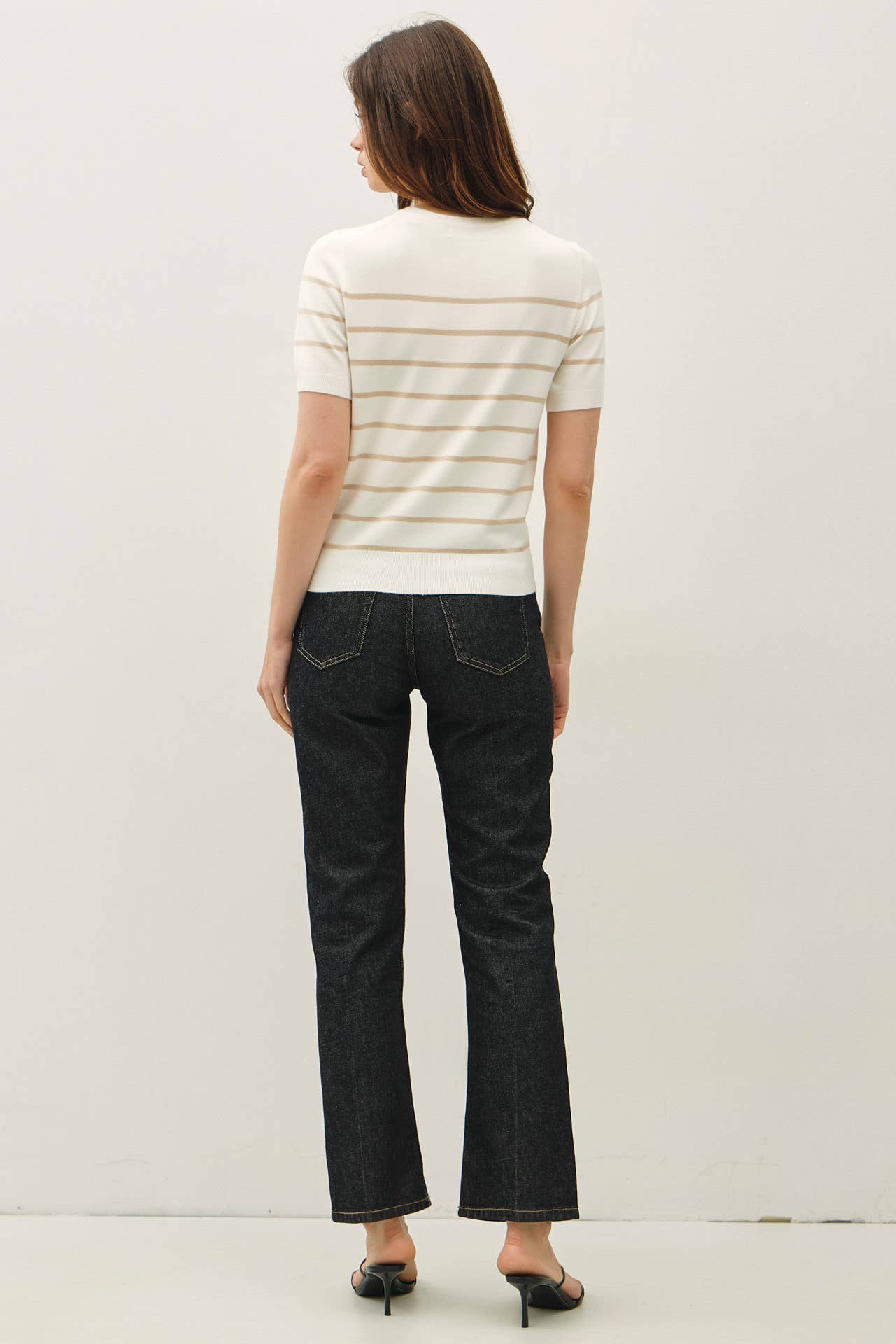 Striped Short Sleeve Sweater Top