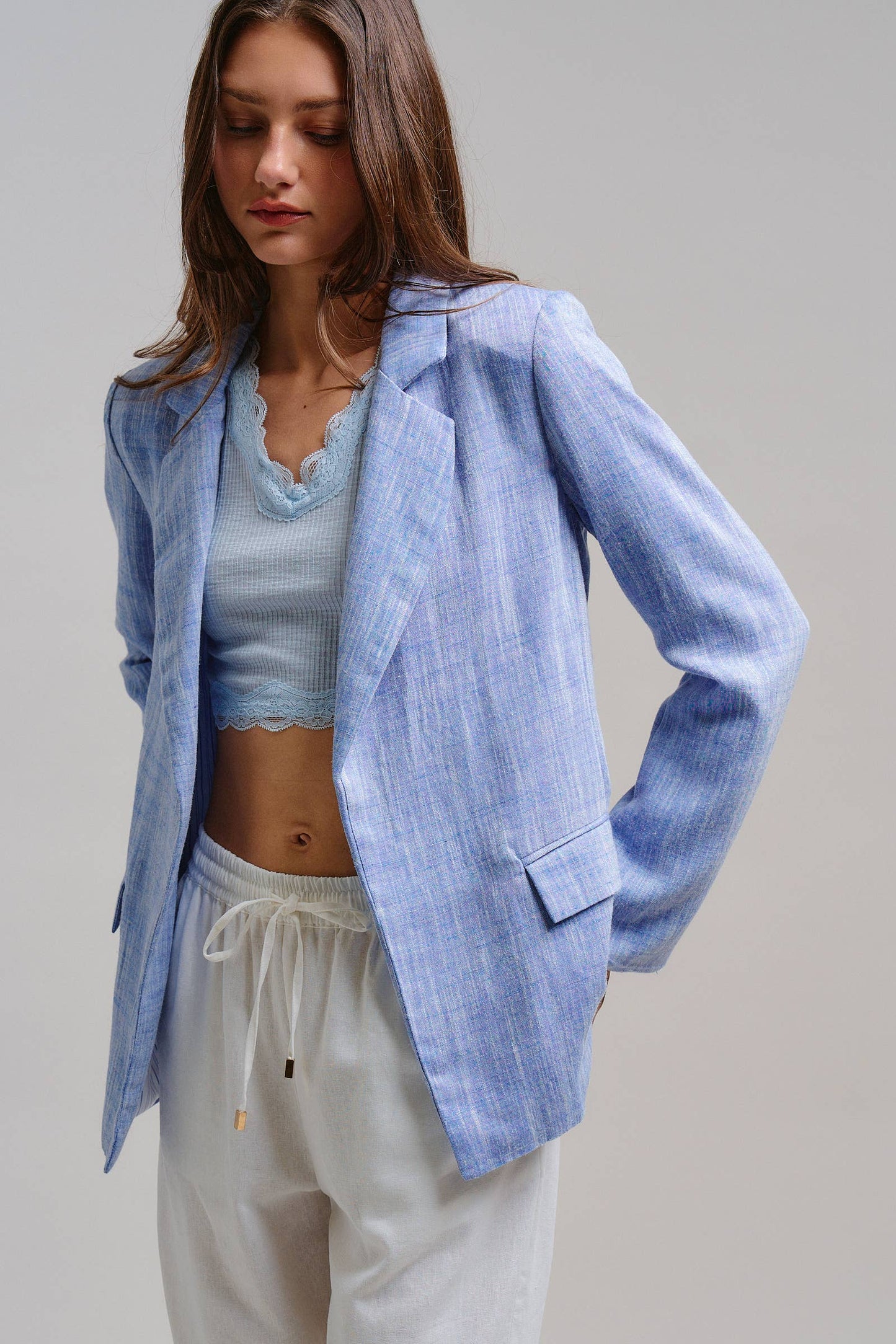 Linen Blend Slouchy Blazer
