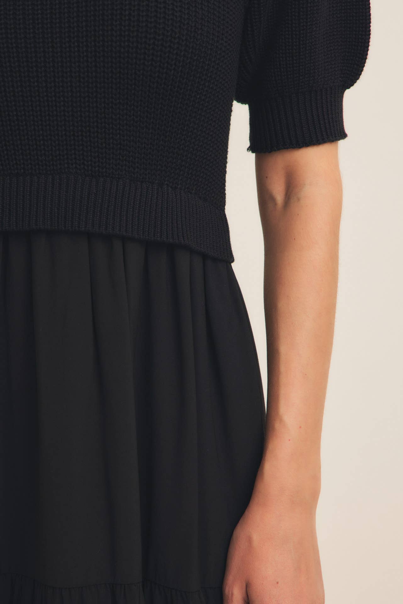 Mixed Media Sweater Midi Dress