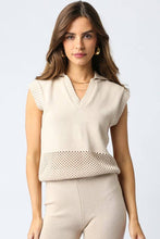 Load image into Gallery viewer, Open Knit Collared Sleeveless Sweater Top