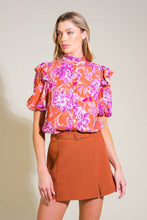 Load image into Gallery viewer, High Neck Double Puff Sleeve Top