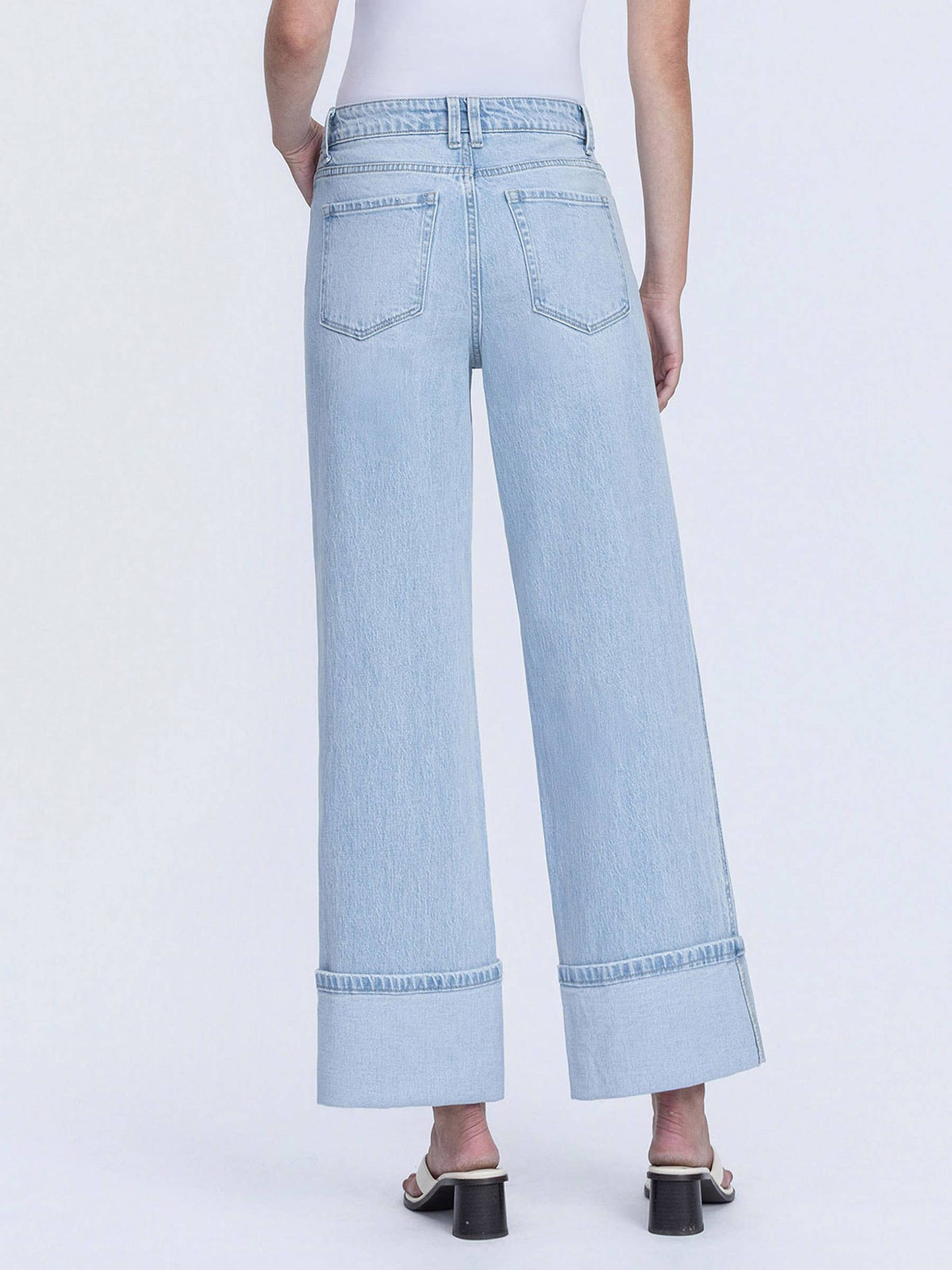 Kris Super High Rise Light Wash Cuffed Baggy Wide Jean