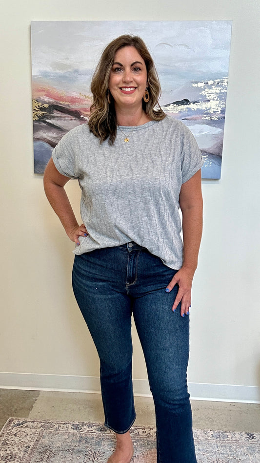 Roll Sleeve Crossed Open Back Top