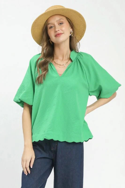 Kelly Green Scallop Top
