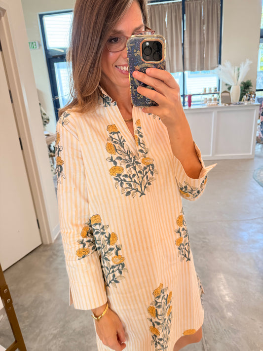 The Brynn Dress- Striped Marigolds