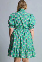 Green Floral Pink Printed Dress