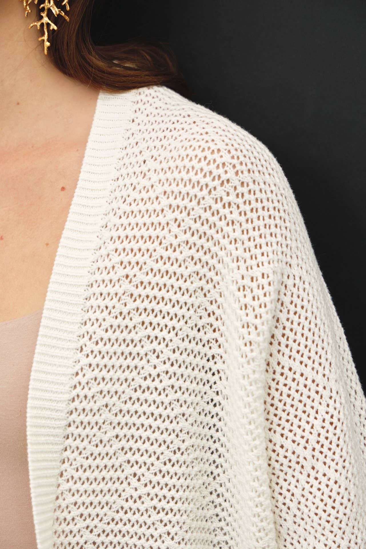 Diamond Knit Open Front Cardigan