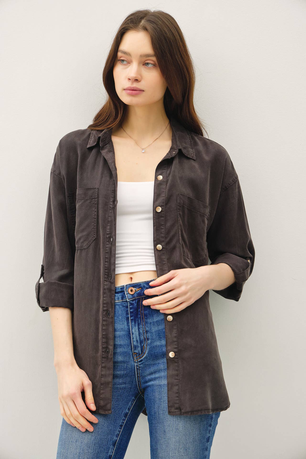 Tencel Oversized Button Down Shirt