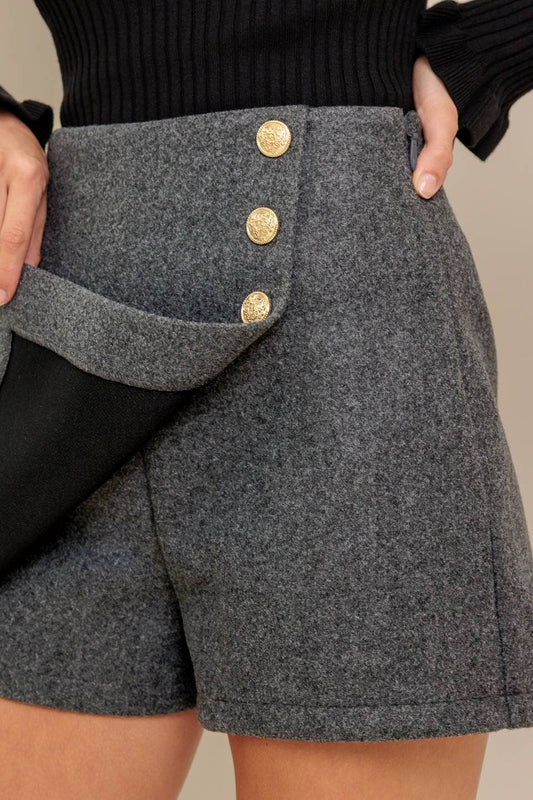 Woven Three Button Skort