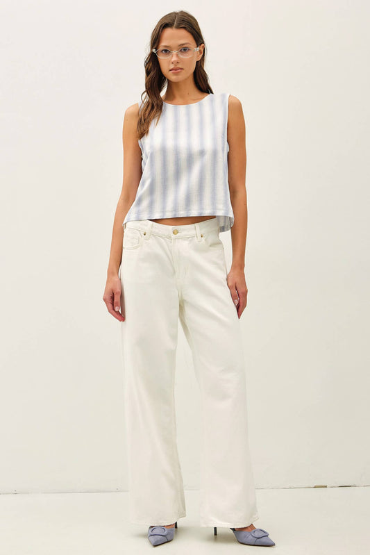 Linen Blend Ombre Stripes Top