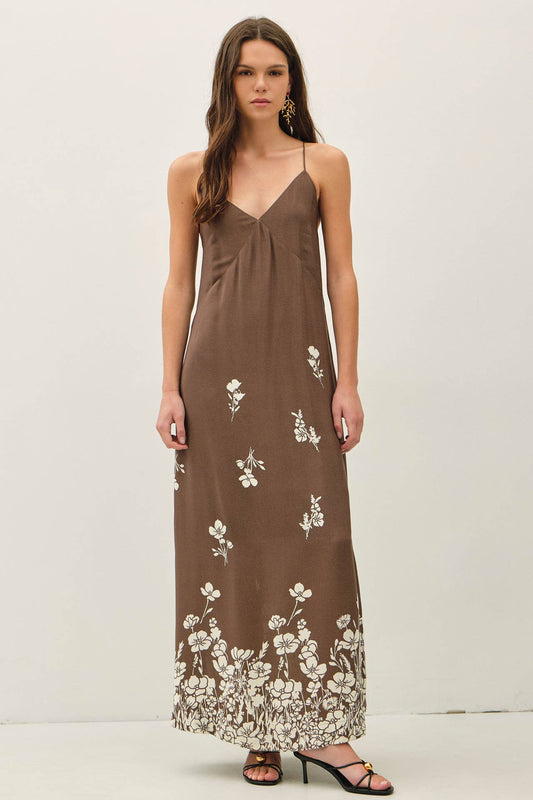 Floral Printed Strappy Tie Maxi Dress
