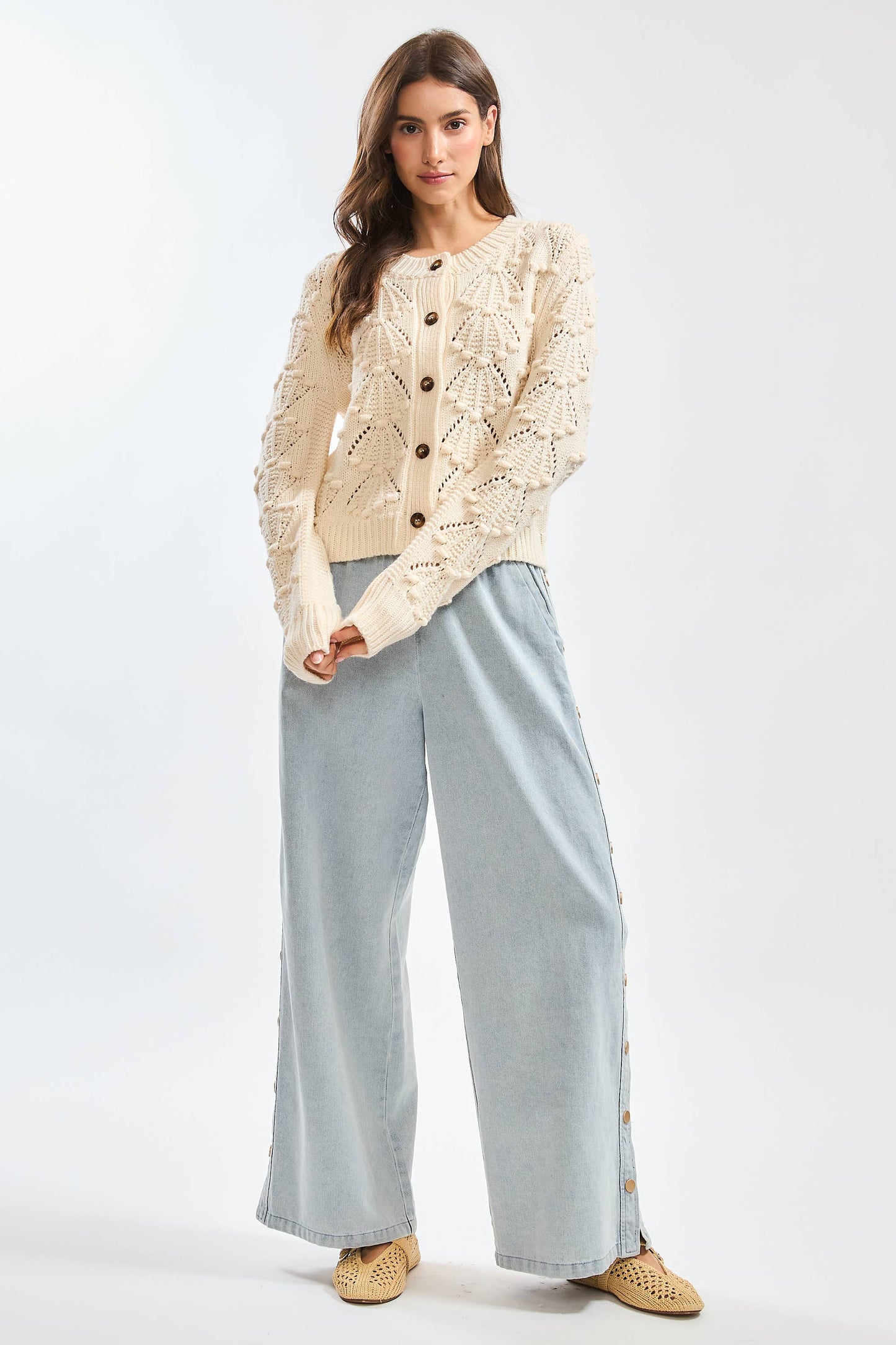 Shell Textured Button-Up Cardigan