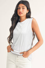 Load image into Gallery viewer, Solid Color Crew Neck Pleated Tank Top