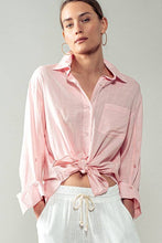 Load image into Gallery viewer, High-Low Curved Hem Button Down Shirt