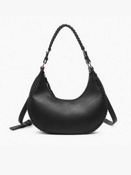Aria Whipstitch Crescent Shoulder Bag