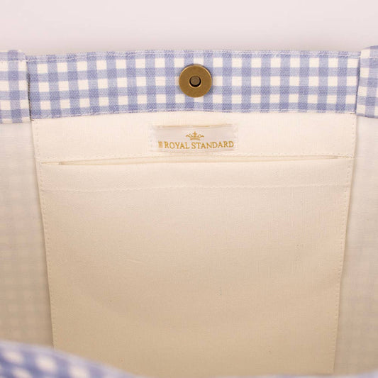 Gingham Classic Tote- White/Blue