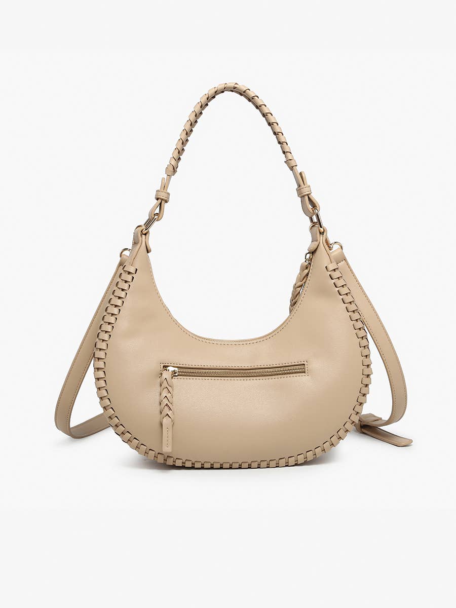 Aria Whipstitch Crescent Shoulder Bag