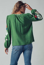 Load image into Gallery viewer, Embroidered Tassel Tie Top