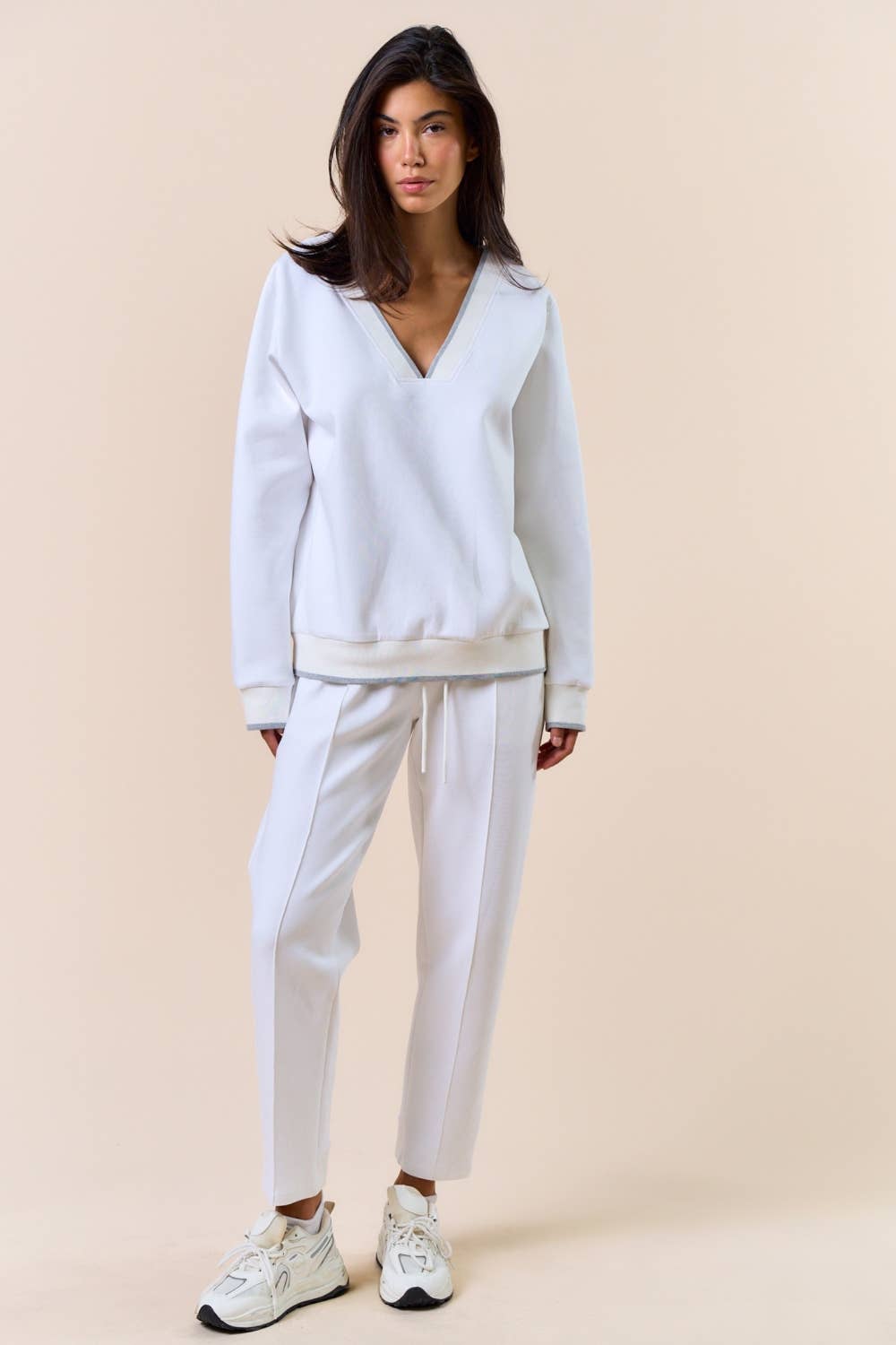 V-Neck Varsity Trim Sweatshirt