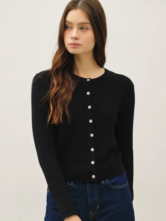 Ribbed Crewneck Cardigan