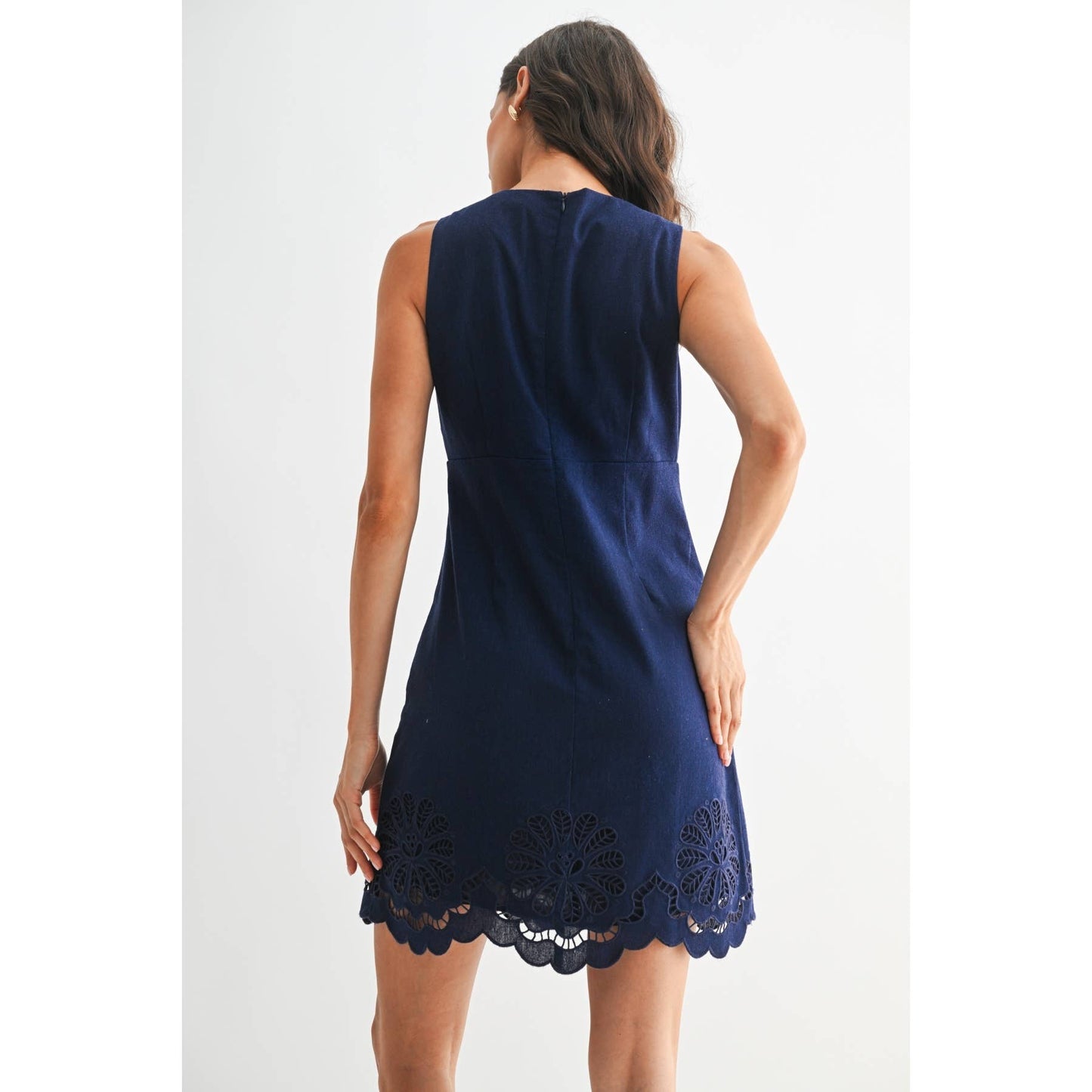 Blue Eyelet Floral Lace Dress