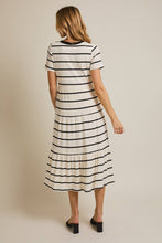 Load image into Gallery viewer, Striped Tiered Short Sleeve Midi Dress