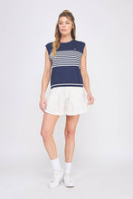 Load image into Gallery viewer, Light Knit Striped Crewneck Sleeveless Top
